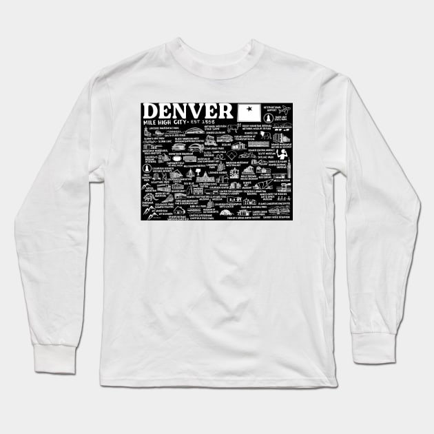 Denver Map Long Sleeve T-Shirt by fiberandgloss